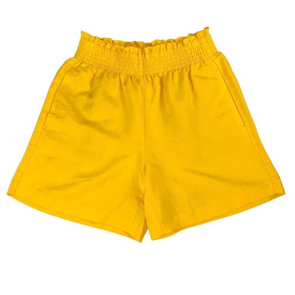 Ann Taylor Women's Shorts Size Medium Yellow Linen Blend Elastic Waist Pockets - Picture 1 of 9